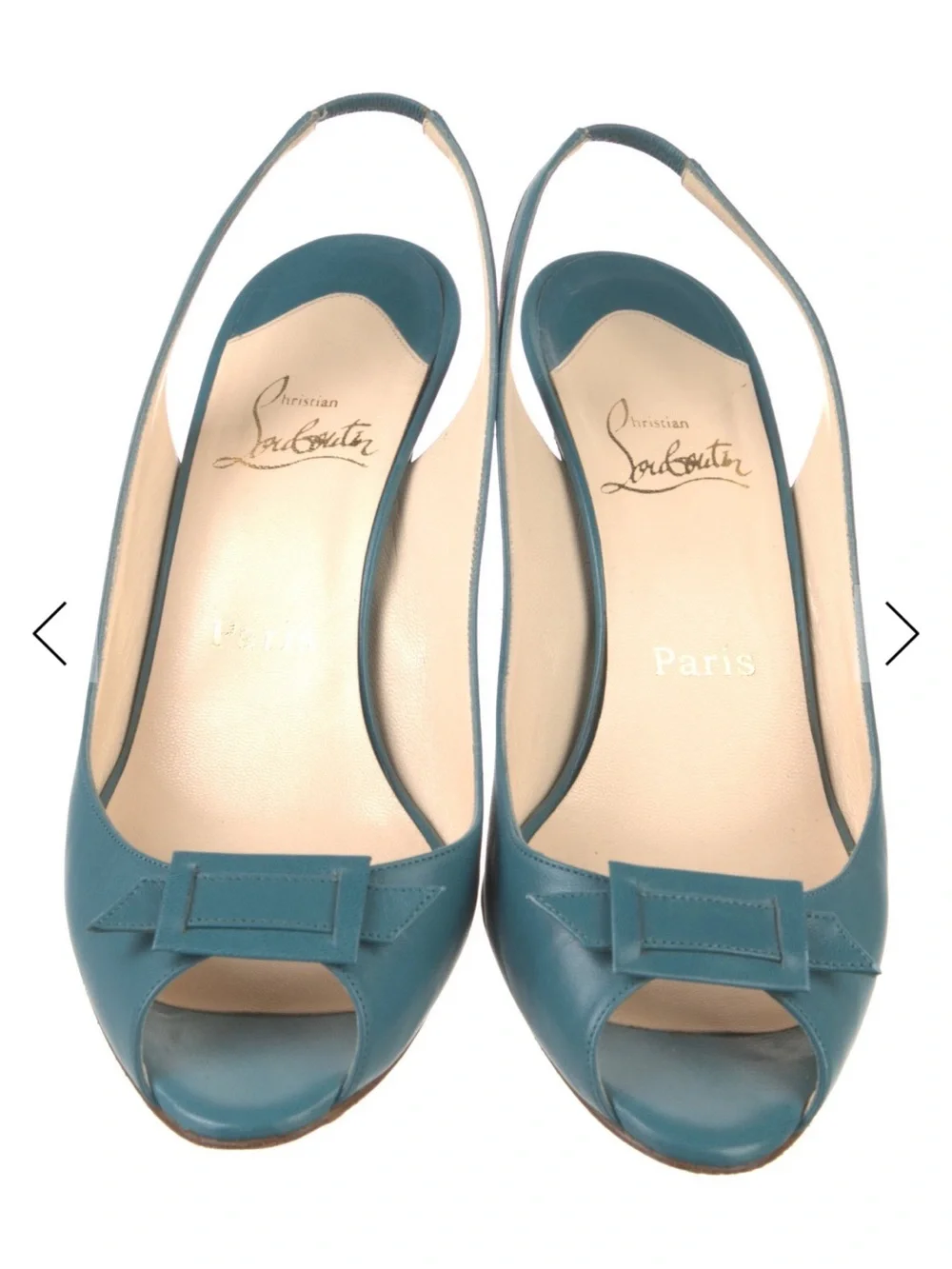 Christian Louboutin Teal Slingback Peep-Toe Pump - Picture 3 of 5